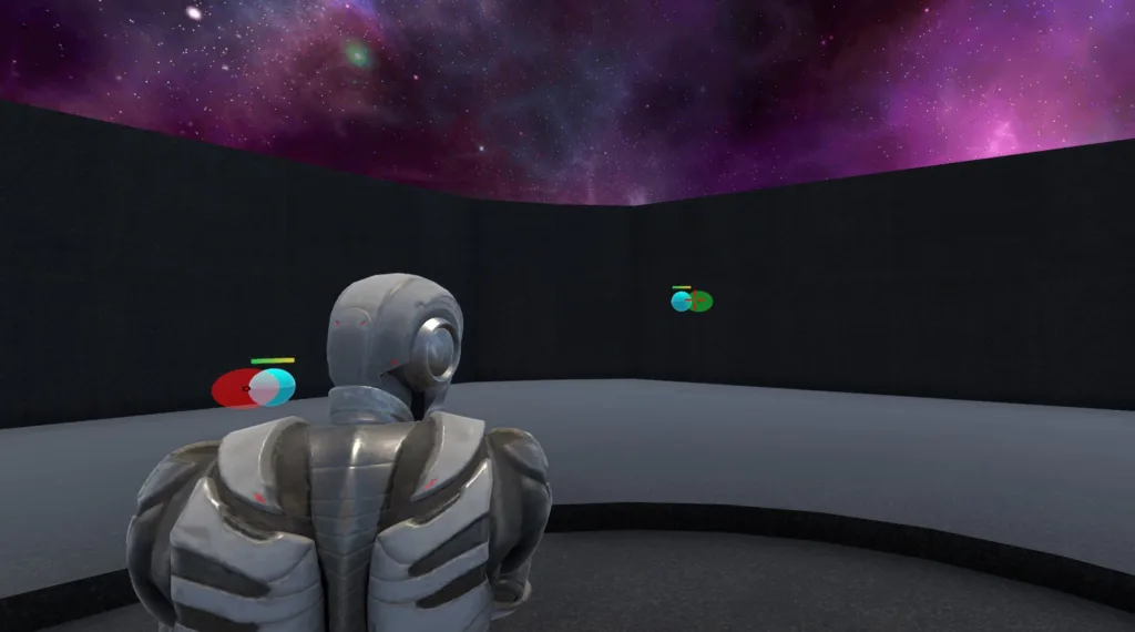 Aimlabs' Shot Vision feature displays the required lead on a target to account for projectile speed